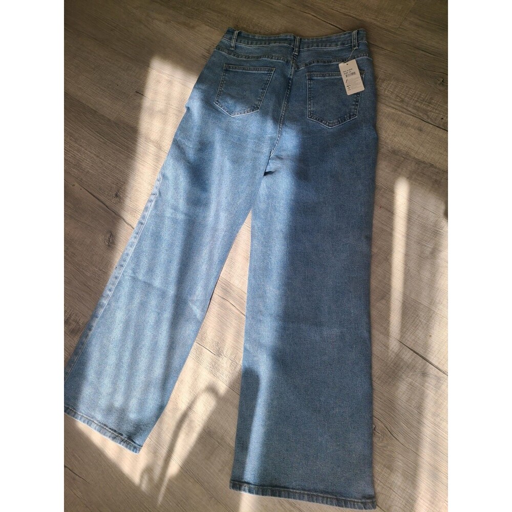 New Sparkly STRETCHY Jeans Rhinestone wide leg Pockets Size XL - Picture 4 of 6